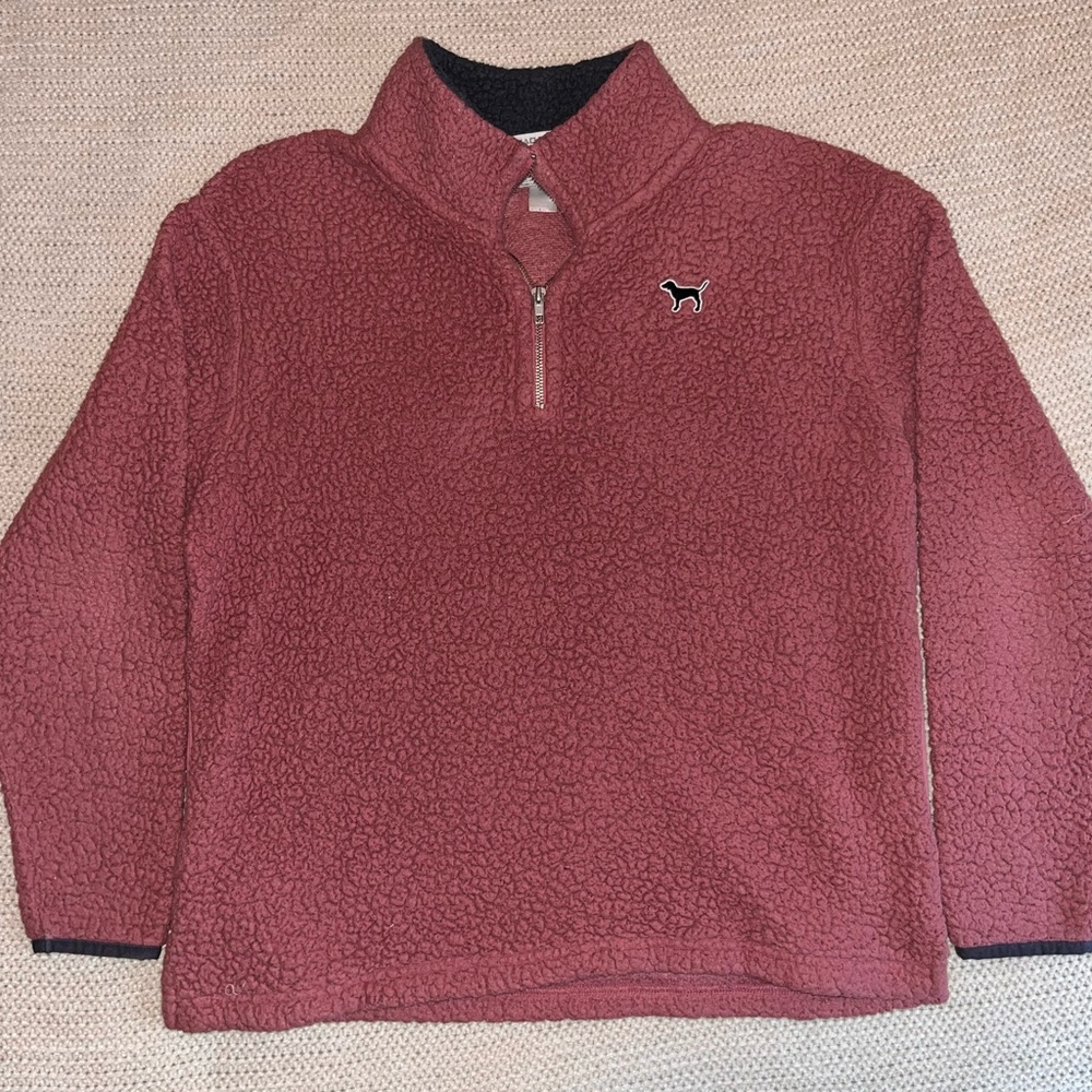 PINK Victoria's Secret Women’s Rose Pink Sherpa Half-Zip Pullover